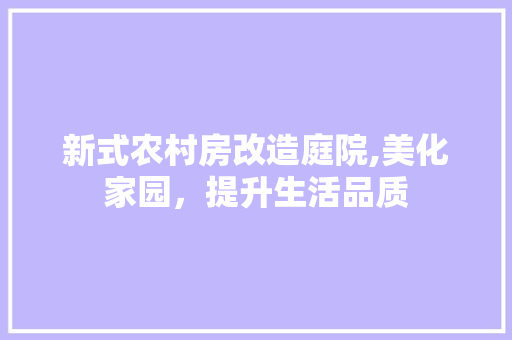 新式农村房改造庭院,美化家园，提升生活品质