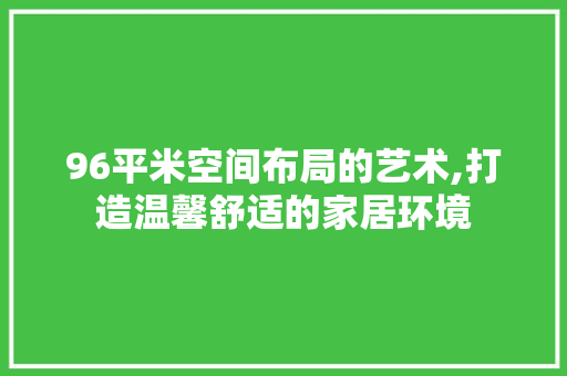 96平米空间布局的艺术,打造温馨舒适的家居环境