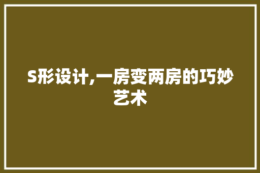 S形设计,一房变两房的巧妙艺术