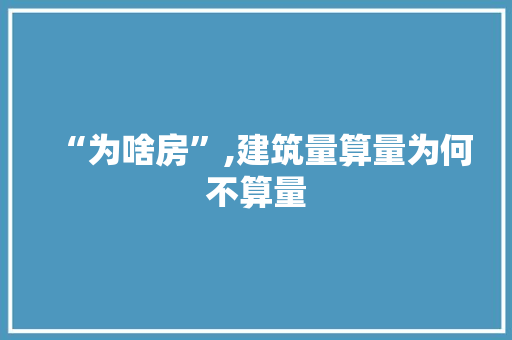 “为啥房”,建筑量算量为何不算量