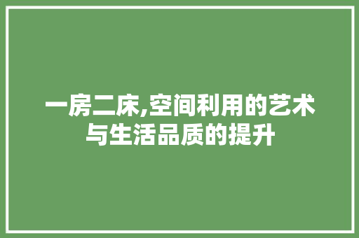 一房二床,空间利用的艺术与生活品质的提升
