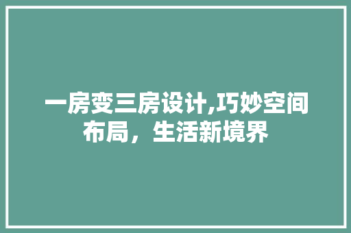 一房变三房设计,巧妙空间布局，生活新境界