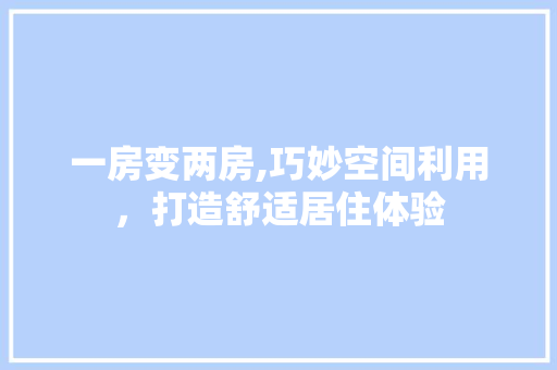 一房变两房,巧妙空间利用，打造舒适居住体验