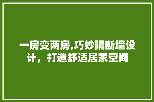 一房变两房,巧妙隔断墙设计，打造舒适居家空间