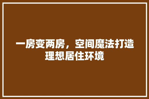 一房变两房，空间魔法打造理想居住环境