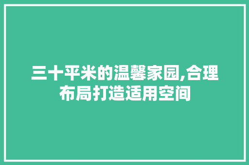 三十平米的温馨家园,合理布局打造适用空间