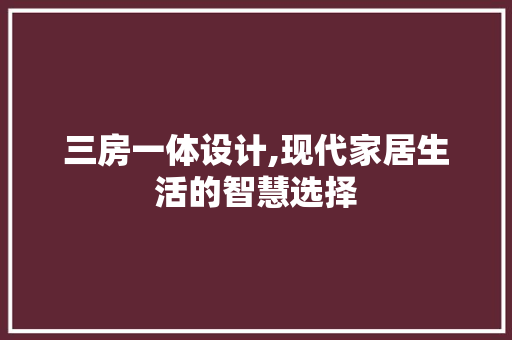 三房一体设计,现代家居生活的智慧选择