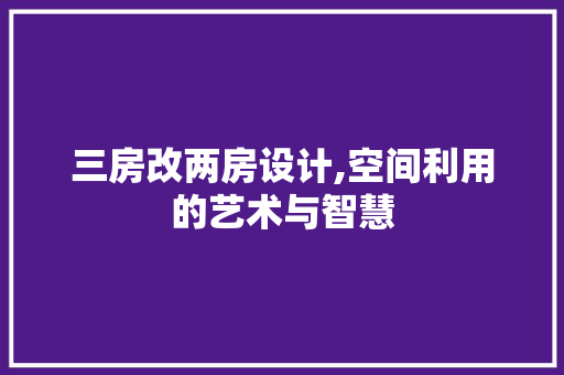 三房改两房设计,空间利用的艺术与智慧
