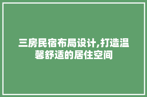 三房民宿布局设计,打造温馨舒适的居住空间