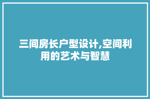 三间房长户型设计,空间利用的艺术与智慧