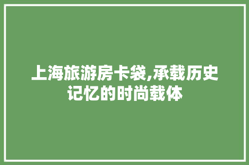 上海旅游房卡袋,承载历史记忆的时尚载体