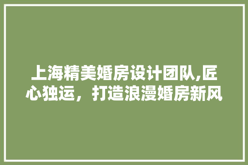 上海精美婚房设计团队,匠心独运，打造浪漫婚房新风尚