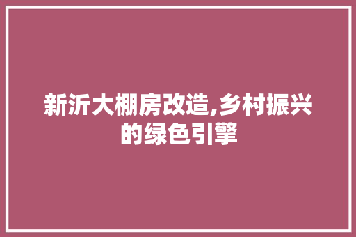 新沂大棚房改造,乡村振兴的绿色引擎