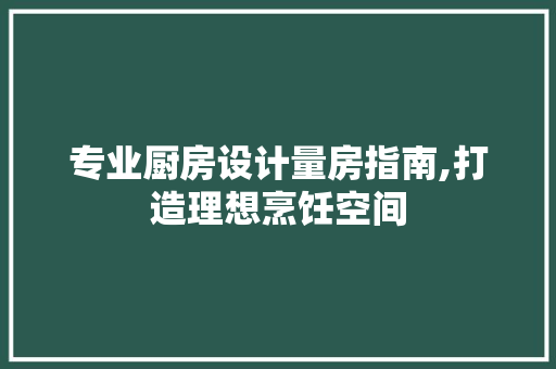 专业厨房设计量房指南,打造理想烹饪空间