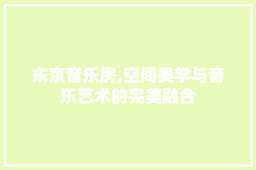 东京音乐房,空间美学与音乐艺术的完美融合