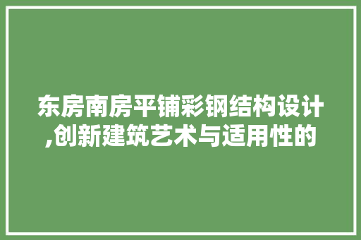东房南房平铺彩钢结构设计,创新建筑艺术与适用性的完美融合