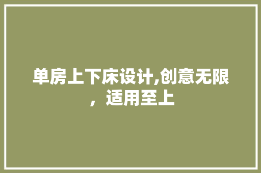 单房上下床设计,创意无限，适用至上