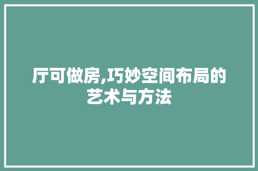 厅可做房,巧妙空间布局的艺术与方法