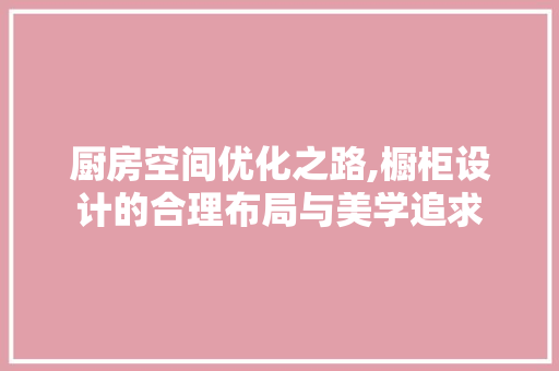 厨房空间优化之路,橱柜设计的合理布局与美学追求