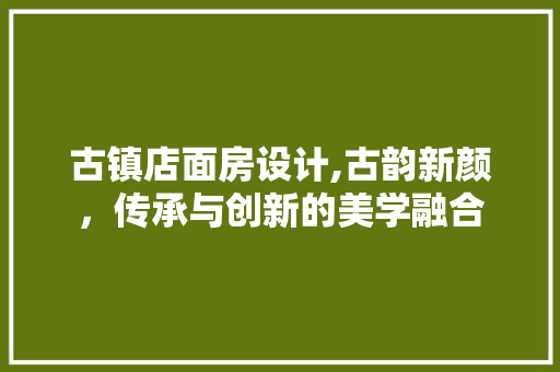 古镇店面房设计,古韵新颜，传承与创新的美学融合