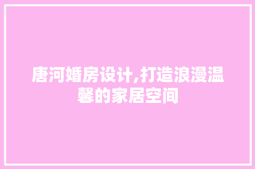 唐河婚房设计,打造浪漫温馨的家居空间