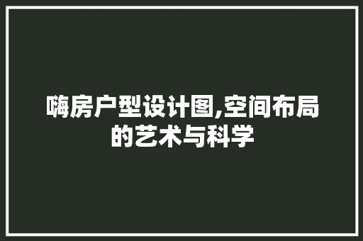 嗨房户型设计图,空间布局的艺术与科学