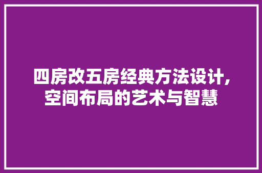 四房改五房经典方法设计,空间布局的艺术与智慧