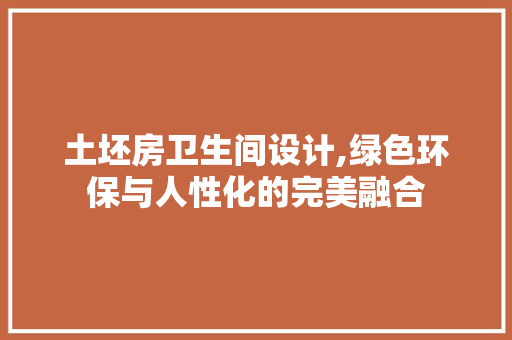 土坯房卫生间设计,绿色环保与人性化的完美融合