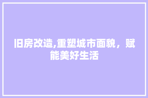 旧房改造,重塑城市面貌，赋能美好生活