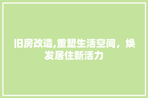 旧房改造,重塑生活空间，焕发居住新活力