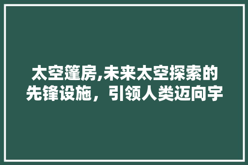 太空篷房,未来太空探索的先锋设施，引领人类迈向宇宙深处