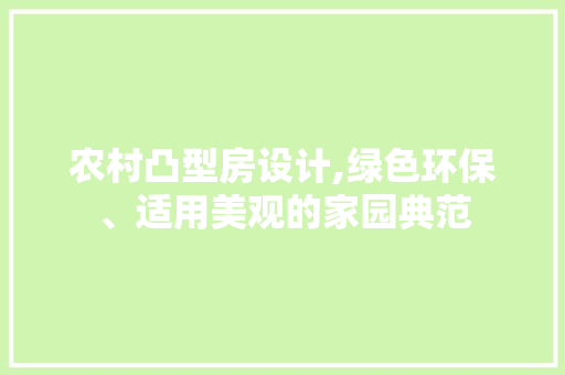 农村凸型房设计,绿色环保、适用美观的家园典范