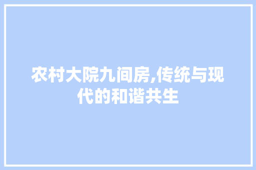 农村大院九间房,传统与现代的和谐共生