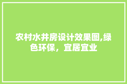 农村水井房设计效果图,绿色环保，宜居宜业