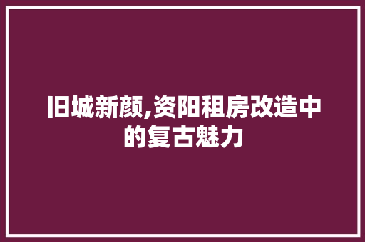旧城新颜,资阳租房改造中的复古魅力