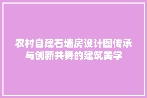 农村自建石墙房设计图传承与创新共舞的建筑美学