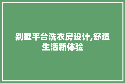 别墅平台洗衣房设计,舒适生活新体验