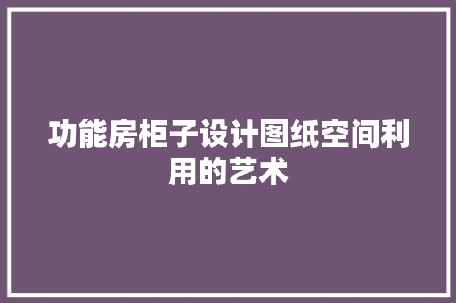 功能房柜子设计图纸空间利用的艺术