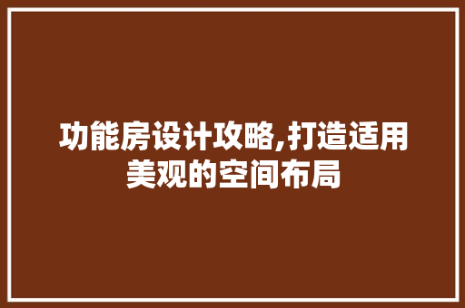 功能房设计攻略,打造适用美观的空间布局