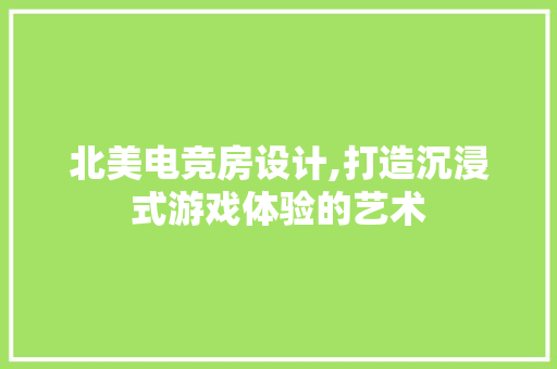 北美电竞房设计,打造沉浸式游戏体验的艺术