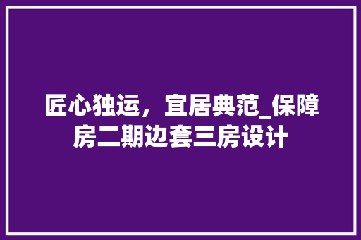 匠心独运，宜居典范_保障房二期边套三房设计