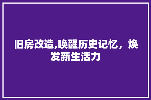 旧房改造,唤醒历史记忆，焕发新生活力