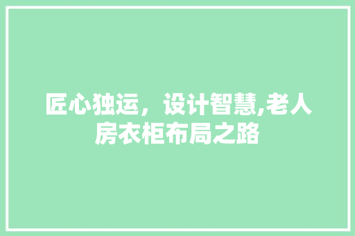 匠心独运，设计智慧,老人房衣柜布局之路