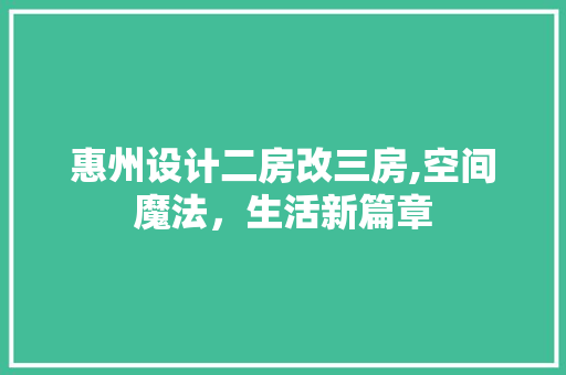惠州设计二房改三房,空间魔法，生活新篇章