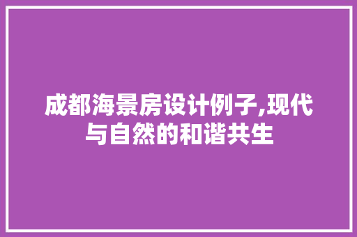 成都海景房设计例子,现代与自然的和谐共生