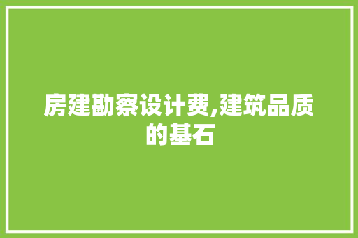房建勘察设计费,建筑品质的基石
