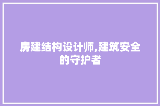 房建结构设计师,建筑安全的守护者