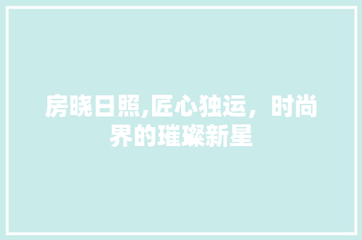 房晓日照,匠心独运，时尚界的璀璨新星