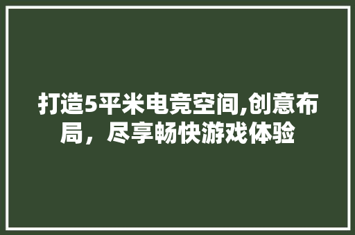 打造5平米电竞空间,创意布局，尽享畅快游戏体验