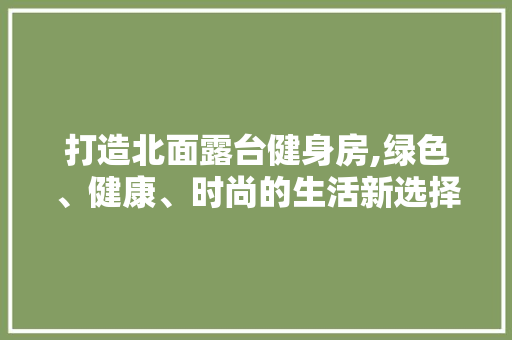 打造北面露台健身房,绿色、健康、时尚的生活新选择
